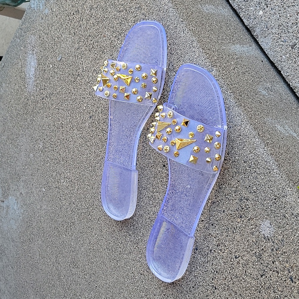 Stylish Gold Studded Women's Sandals - Picture 3 of 6